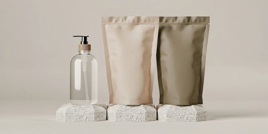 Body wash refill pack with a reusable bottle for soft skin and less plastic waste.