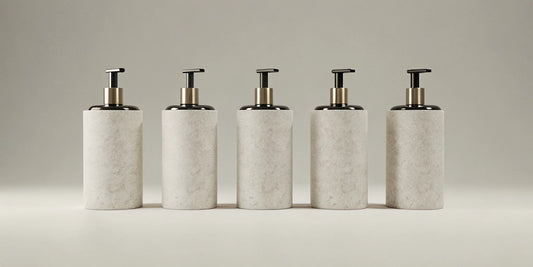 A row of minimalist hand wash bottles, the best alternatives to Aesop hand wash.
