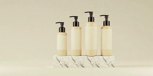 A collection of refillable bath products for a sustainable bathroom routine.
