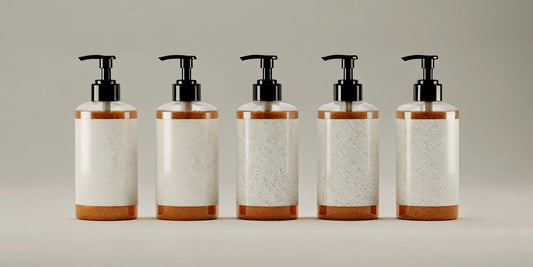 A set of wall-mounted refillable soap dispensers in a modern shower.