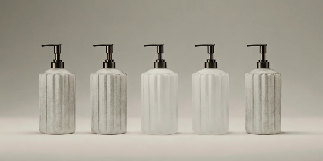 A collection of the five best soap bottle dispensers for a stylish sink.