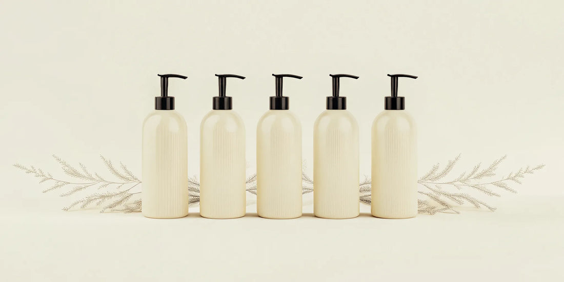 A selection of clean ingredient body wash bottles for glowing skin.