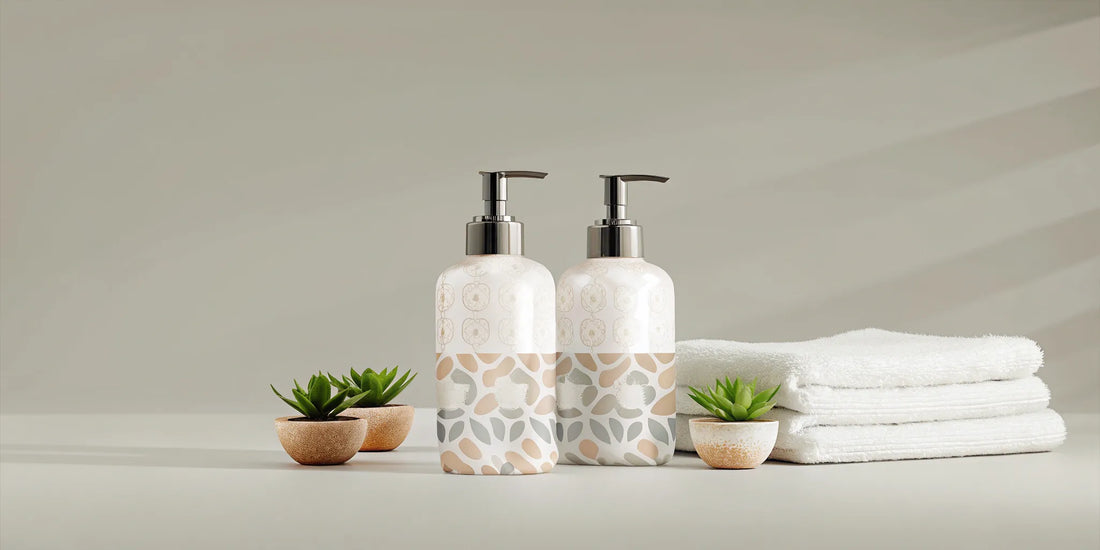 Stylish bottles of Aesop alternative hand soap on a modern bathroom vanity.