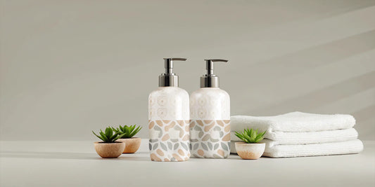Stylish bottles of Aesop alternative hand soap on a modern bathroom vanity.