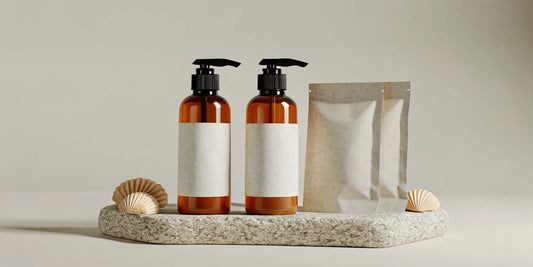 Best refillable shower bottles arranged in a refined bathroom