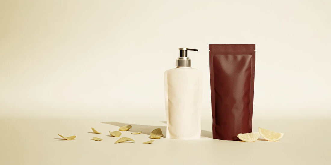 Clean ingredient body wash refill pouch and dispenser
