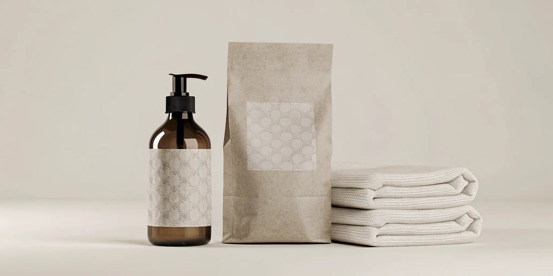 Refillable hand care housewarming gifts for design lovers on a warm stone vanity