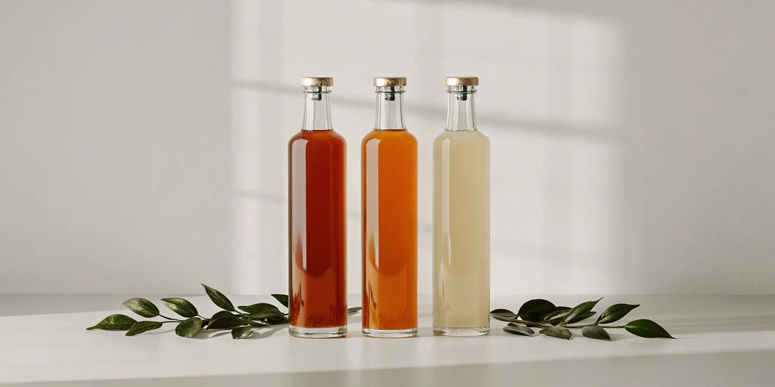 Eco friendly hand soap refills in three sustainable glass dispenser bottles.