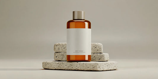 A reusable bottle of fragrance free body wash, part of a sustainable refill system for sensitive skin.